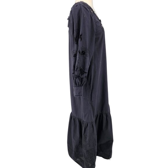 Cleobella Harlow Midi Dress – Black Organic Cotton with Lace Trim - Cottagecore - Picture 10 of 13